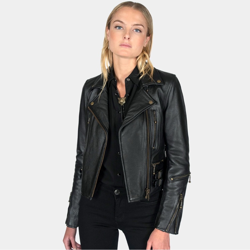 Straight To Hell - Women’s Genuine Leather Biker Jacket NWOT